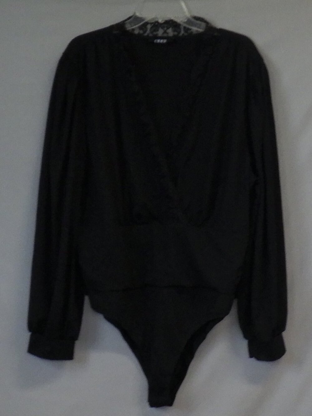 Cider Black Long Sleeve Wrap Bodysuit